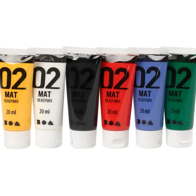 Akrylfarben 20 ml - Grundfarben, matt, 6 Stk.