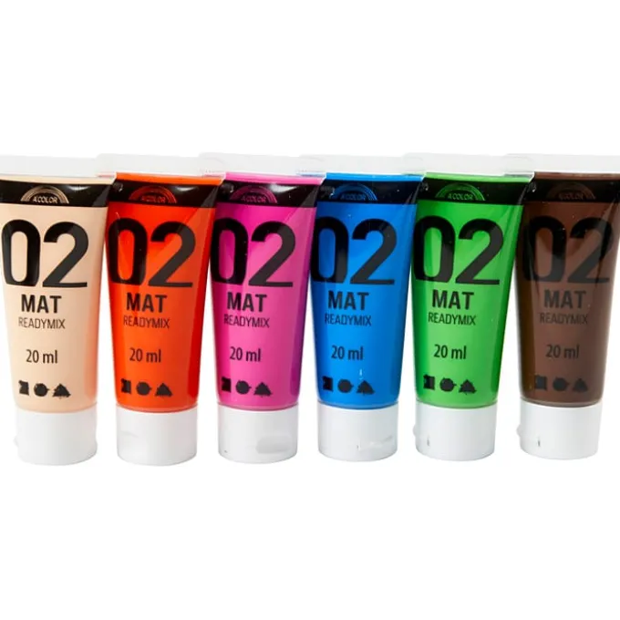 Akrylfarben 20 ml - knallig, matt, 6 Stk.