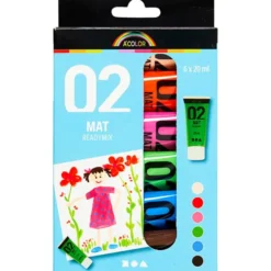 Akrylfarben 20 ml - knallig, matt, 6 Stk.