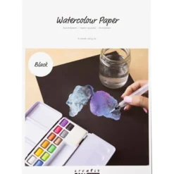 Aquarellpapier A4 / 230 g - schwarz, 15 Blatt