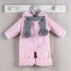 Así Puppenkleidung – Rosa Fleece-Strampler, 43 cm