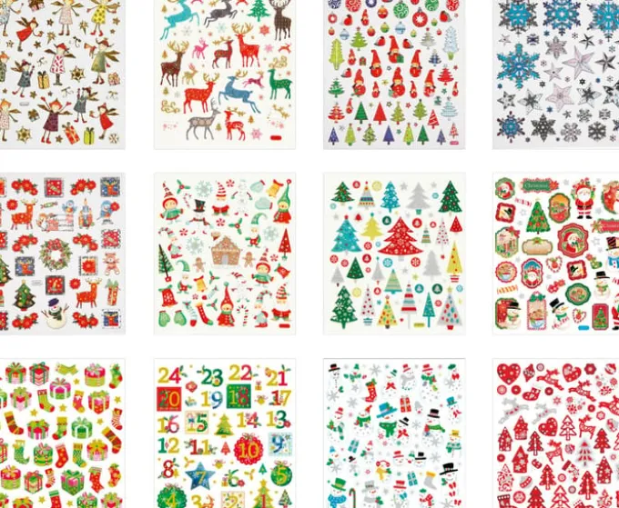 Aufkleber Weihnachten - 12 Bögen