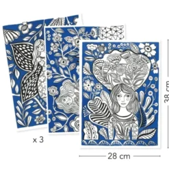 Ausmalposter – Blumen, 3 Stück