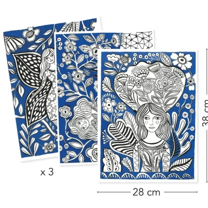 Ausmalposter – Blumen, 3 Stück