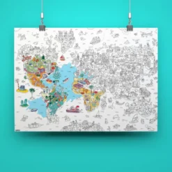 Ausmalposter - Weltkarte