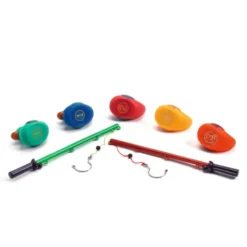 Badeenten, 5 Stück Basis 8 cm + 2 Angelruten