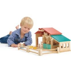 Bauernhof mit Tieren und Zubehör - Holz, 22 Teile