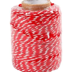 Baumwollschnur - rot / weiß, 50 m