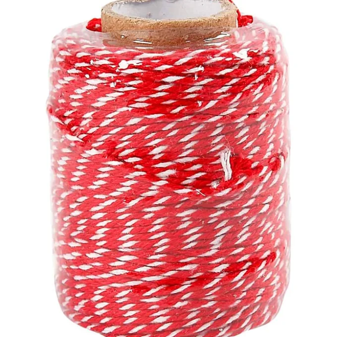 Baumwollschnur - rot / weiß, 50 m