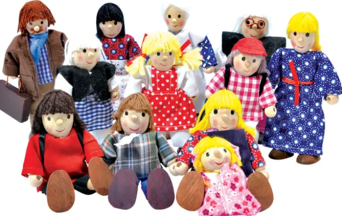 Biegepuppen 12,5 cm - Familie, 12 Stk.