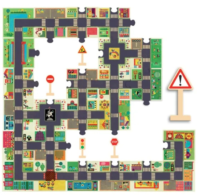 Bodenpuzzle mit 24 Teilen – Die Stadt