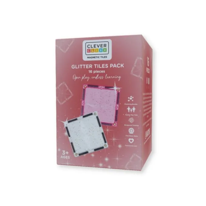 Cleverclixx | Glitter transparent/pink, 16 Stk