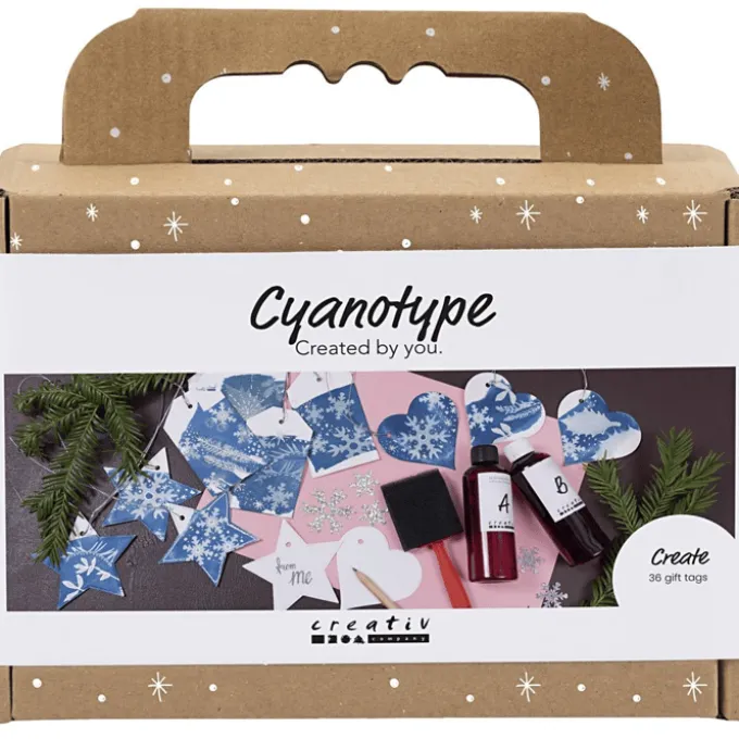 Cyanotypie (Lichtdruck) - Geschenkanhänger, 36 Stk