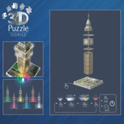 3D-Puzzle LED mit 216 Teilen – Big Ben