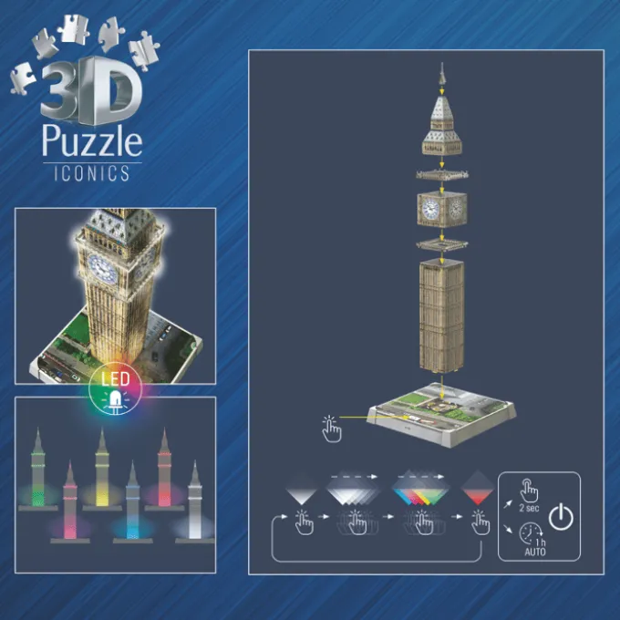 3D-Puzzle LED mit 216 Teilen – Big Ben