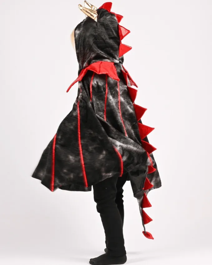 Drachenumhang - schwarz/rot, Gr. 3-8 Jahre