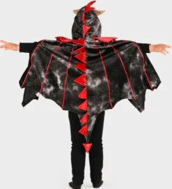 Drachenumhang - schwarz/rot, Gr. 3-8 Jahre