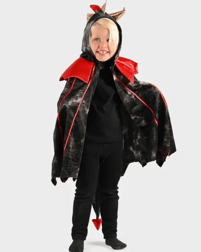 Drachenumhang - schwarz/rot, Gr. 3-8 Jahre