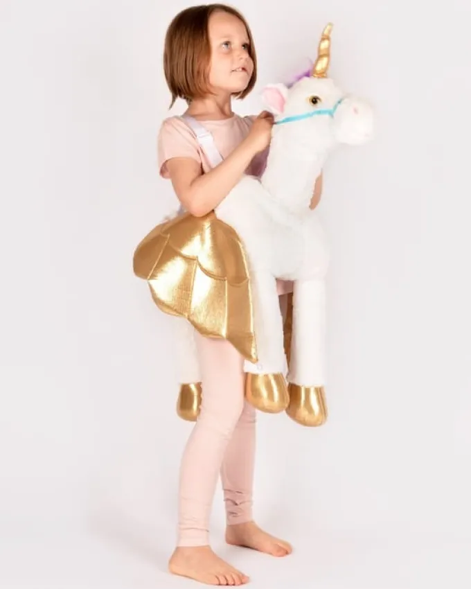 Einhorn zum Reiten, weiß/gold