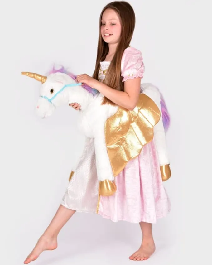 Einhorn zum Reiten, weiß/gold