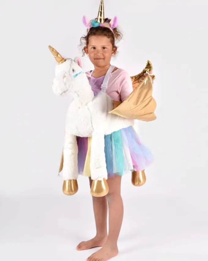 Einhorn zum Reiten, weiß/gold