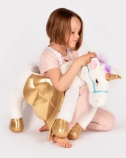 Einhorn zum Reiten, weiß/gold