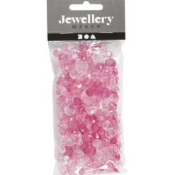 Facettenperlenmix - pink, 45 gr.