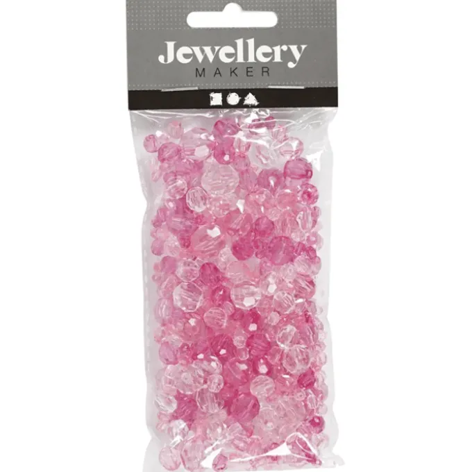 Facettenperlenmix - pink, 45 gr.