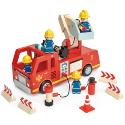 Feuerwehrauto aus Holz, 14-teilig