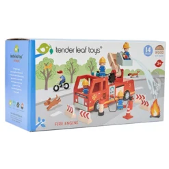 Feuerwehrauto aus Holz, 14-teilig
