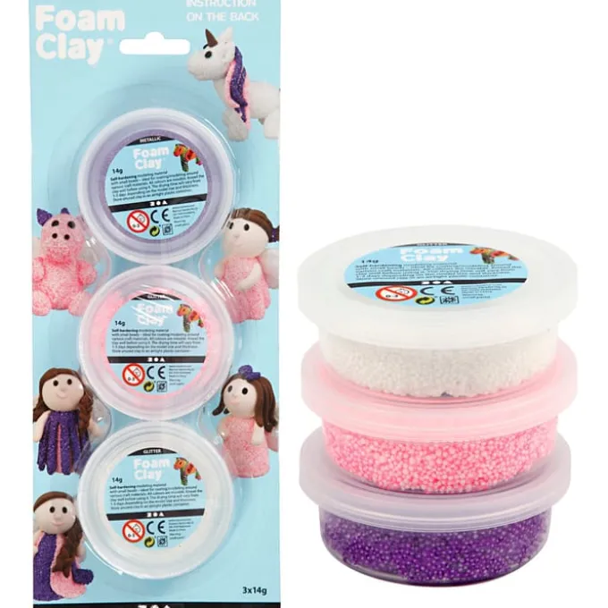 Foam Clay, 3 x 14 g - Lila/Pink/Weiß