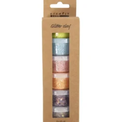Glitter Clay 6 x 20 ml - Pastell