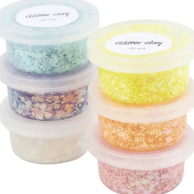 Glitter Clay 6 x 20 ml - Pastell