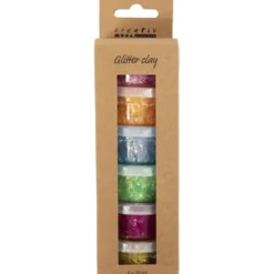 Glitter Clay 6 x 20 ml - Regenbogen