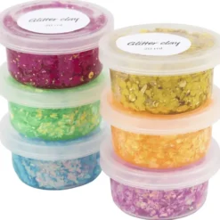 Glitter Clay 6 x 20 ml - Regenbogen