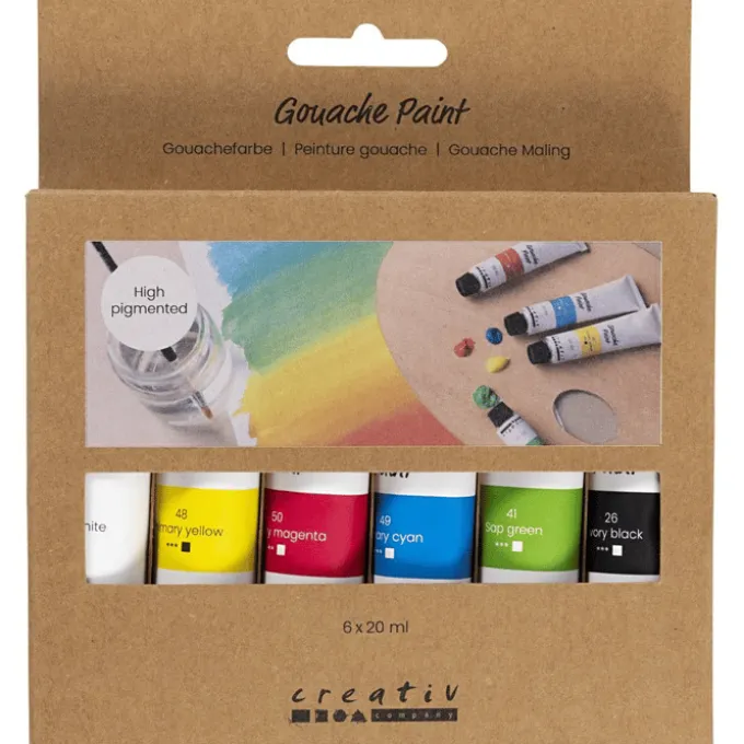 Gouache-Farben 20 ml - Grundfarben, 6 Stk.