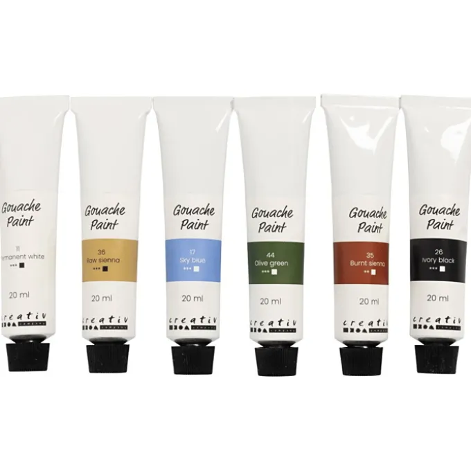 Gouache-Farben 20 ml - Natur, 6 Stk.