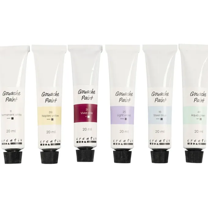 Gouache-Farben 20 ml - Pastell, 6 Stk.