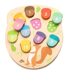 Holzpuzzle - 10 Teile - Eicheln zählen