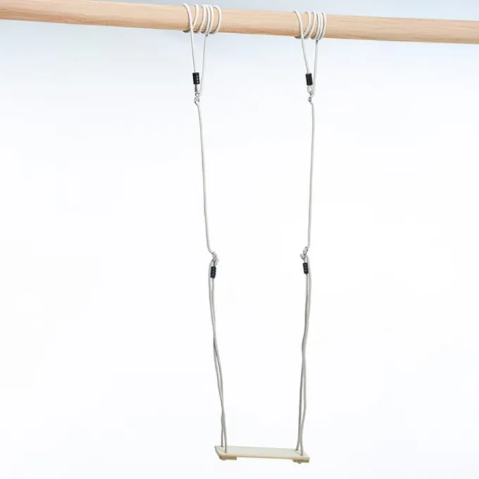 Holzschaukel 44x17,5 cm - 6m (beiges Seil)