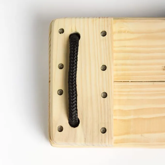 Holzschaukel 44x17,5 cm - 6m (schwarzes Seil)