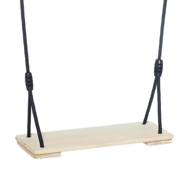 Holzschaukel 44x17,5 cm - 6m (schwarzes Seil)