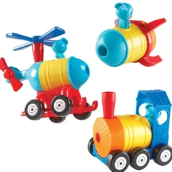 3-in-1-Bausatz - Rakete, Zug & Helikopter