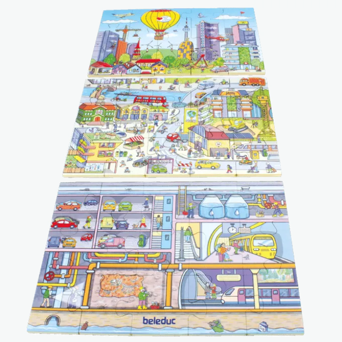 3-in-1 Bodenpuzzle - Stadtleben