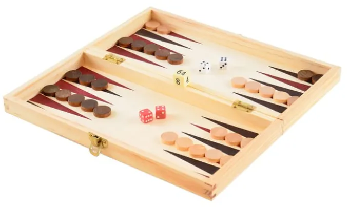 3-in-1 Brettspiele im Holzkoffer