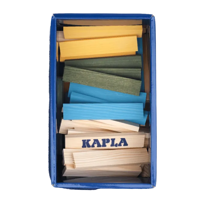 KAPLA Holzbausteine, 120 Stk - blau/gelb/grün