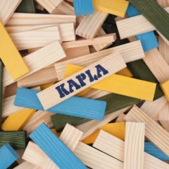KAPLA Holzbausteine, 120 Stk - blau/gelb/grün
