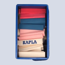 KAPLA Holzbausteine, 120 Stk - blau/rot/rosa