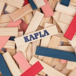 KAPLA Holzbausteine, 120 Stk - blau/rot/rosa