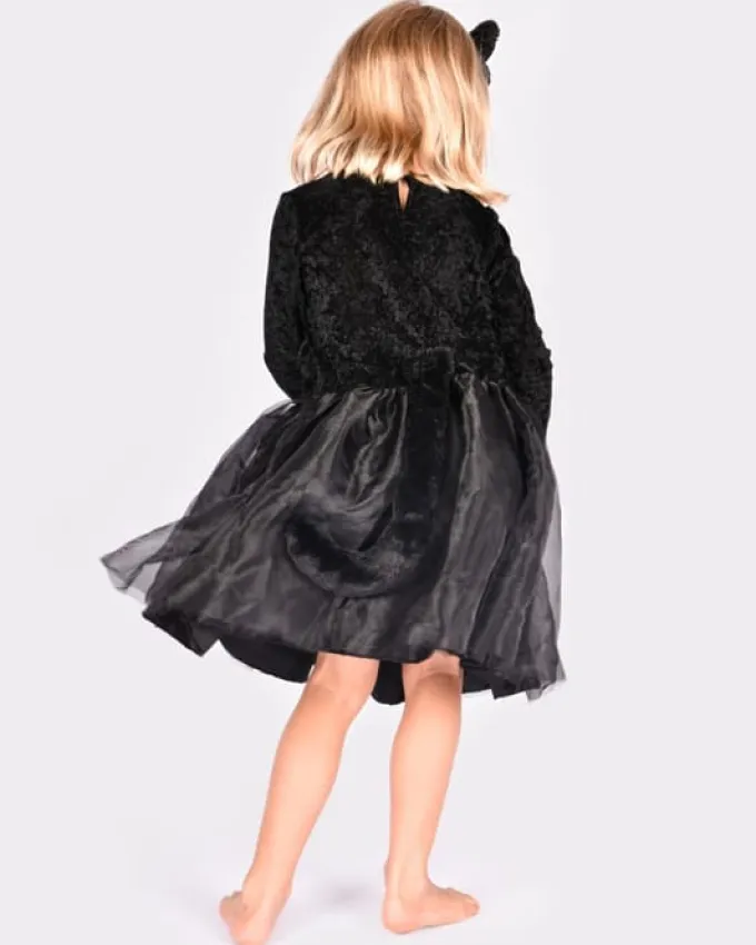 Katze - Kleid & Haarreifen, 4-6 J.